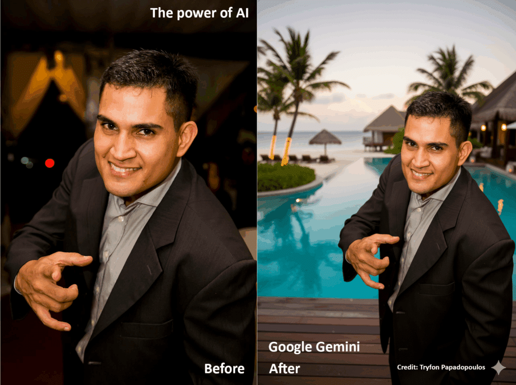Demo of Change of location to an exotic resort with Google Gemini