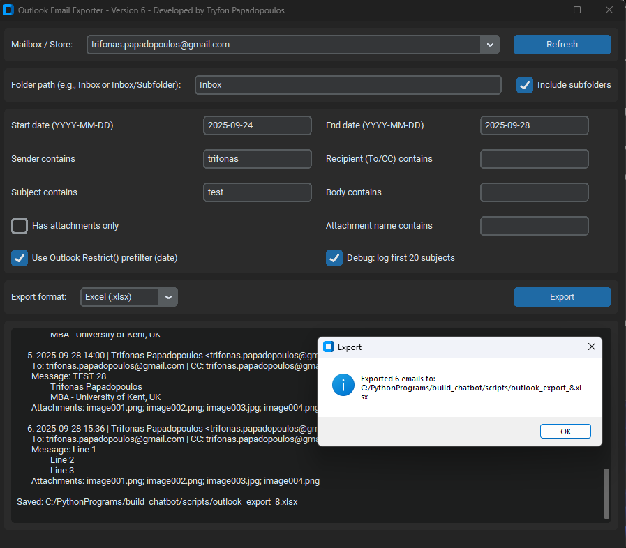 Outlook Email Exporter