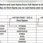 How to Extract First Name and Last Name from Full Name in Excel - Πως να μεταφέρετε σε άλλες στήλες το First Name και το Last Name από τη στήλη Full Name