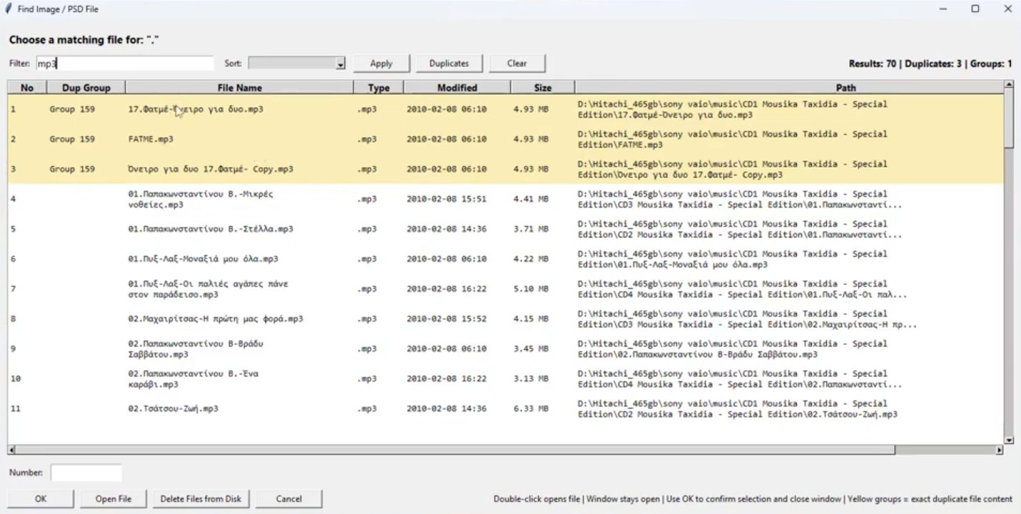 Filter for mp3 files