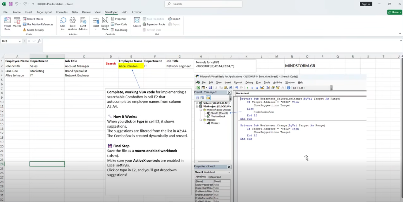 Searchable Combobox - Xlookup