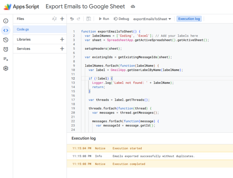 How to Export Emails from Gmail to Google Sheets Using Apps Script ...