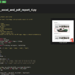 Screenshot of Python script image_to_excel_and_pdf_report_4.py open in a dark editor, with two image thumbnails (image_report.pdf and image_report.xlsx) displayed to the right.