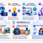 Infographic με 7 βήματα μάρκετινγκ γύρω από το Mindstorm: CRM, καινοτομία, social, καμπάνιες, διανομή, σχεδίαση προϊόντων, προσωποποίηση.