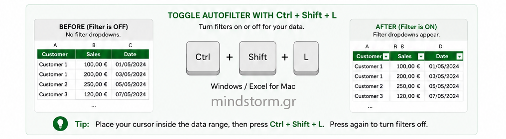 Toggle autofilter
